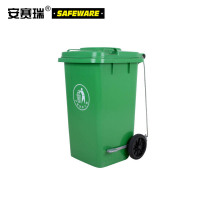 安赛瑞 13491 侧踏式商用垃圾桶(100L)2个装 绿色 55*46*81cm 环卫翻盖垃圾桶 小区物业垃圾桶