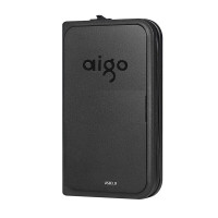 爱国者(aigo)移动硬盘 HD806-4TB 黑色 USB3.0超薄抗震防摔 机线一体 商务硬盘