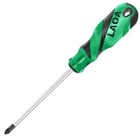 老A(LAOA)LA612615A 螺丝刀十字S2合金钢绿黑双色橡塑柄起子改锥带强磁 #2x6.0x150mm 6英寸