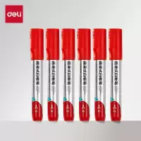 得力(deli) 粗头直液式可擦白板笔 办公教学会议白板笔 办公用品 红色 S520红