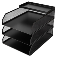 得力 PB260 金属文件座黑色(盒) 文件架 文件筐 资料架 文件栏 文件框 文件座