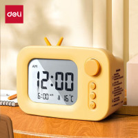 得力LE104闹钟 黄色 电子闹钟可爱卡通造型闹钟