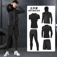 赢虎(YINGHU) 运动套装跑步男士速干衣健身服男运动服服训练紧身服高弹 五件套-四季款- 3XL