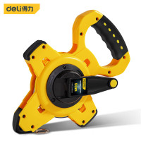 得力(deli)DL9050G 三倍速塑壳架式钢卷尺 测量尺 耐磨伸缩尺 盒尺 木工尺 50M