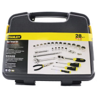史丹利(STANLEY)套头工具套装汽修机修组合工具套头棘轮扳手组工具组工具箱套装28件套1/2英寸 91-938-22