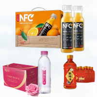 农夫山泉NFC橙汁300ml*10瓶+淡定人生苏打水400ml*15瓶+康师傅酸梅汤330ml*12瓶/件