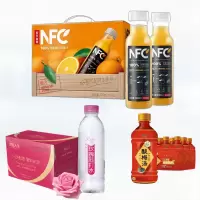 农夫山泉NFC橙汁300ml*10瓶+淡定人生苏打水400ml*15瓶+康师傅酸梅汤330ml*12瓶/件