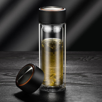 男女士双层玻璃杯 经典简约304茶隔水杯子便携创意泡茶杯300ml