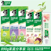 黑人茶多酚茶倍健牙膏890g家庭分享装 健齿防蛀清新口气5支(果茶160g*2+绿茶190g*3)