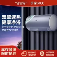 AO史密斯佳尼特60升电热水器 金圭内胆包8年 双棒分离速热 免清洗 1级能效 CTE-60JC2 3000W速热