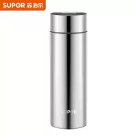 苏泊尔(SUPOR)316L不锈钢轻音保温杯男士水杯商务便携杯子430ml钢本色KCV43AP10