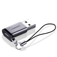 绿联USB3.0转Type-C母转接头支持充电30W 灰色 US276/50533(货期3-6天)