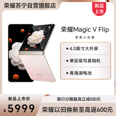 荣耀Magic V Flip 12GB+1TB 香槟粉 4.0英寸大外屏 单反级写真相机 青海湖电池超强续航体验 第一代骁龙8+旗舰芯片 5G手机 折叠屏手机