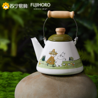 FUJIHORO 日本进口珐琅咖啡壶水壶 搪瓷茶壶姆明联名款 姆明木柄水壶 1.5L