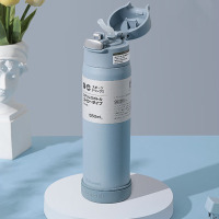 孔雀(Peacock) 316不锈钢大容量杯子高颜值 吸管杯 DPA-40 蓝色400ml