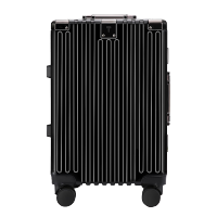 恒源祥 行李箱托运箱拉杆箱竖纹商务铝框箱HYX8066-24黑色24英寸/个