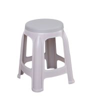 塑料凳子卫全行家用加厚高凳板凳 浅灰色 圆凳面 46*35*28.5cm