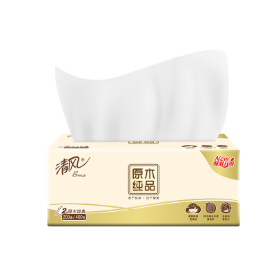 清风 原木纯品2层200抽盒装抽纸3盒/提 .12提 共36盒整箱B338C3