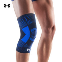 安德玛 运动护膝男女跑步护膝盖保护套篮球训练护膝半月板关节护具 黑蓝色单只 21620007-004 L