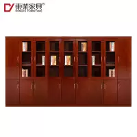 东业家具 文件柜木质书柜带锁资料柜实木贴皮油漆办公柜9门组合柜