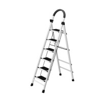 奥致梯子家用折叠梯加厚钢管 加厚踏板 人字梯扶梯 工程梯 白色六步梯
