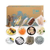 盒马-生鲜优选套餐-F款(大青龙、鳕鱼、海参、三文鱼、黑hu虾、带鱼段、鲳鱼、虾仁、鲍鱼、大小黄鱼、鲜贝柱、佛跳墙)