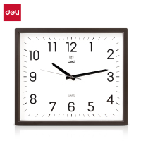 得力/deli 9007 指针 正方形 机械 棕色 挂钟/钟表