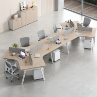 易企采 八人位含柜不含椅 异形办公室职员办公桌简约现代电脑卡座创意员工位组合