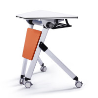 盾将折叠会议单桌洽谈办公桌带储物格 550*750*750 暖白+柯达黄