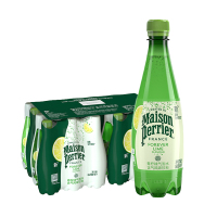 氼颂家巴黎水(Perrier)气泡矿泉水 青柠味天然矿泉水 500ml*24瓶整箱装(塑料瓶)