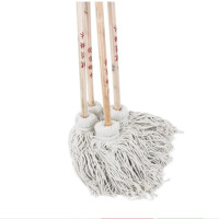 寇豆芳华 小拖把白色老式木柄拖把 棉线拖把拖布 线条拖把