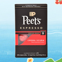 peet's Coffee皮爷原装进口Nespresso精品胶囊咖啡粒 9号醇黑 红10*5.3g