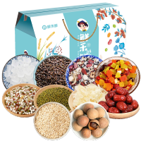 鲜禾鲜清凉一夏E款2380g 防暑降温大礼包E 八宝米/黑苦荞/绿豆百合/燕麦片/花果茶/桂圆/银耳/大枣/绿豆