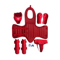 恒德升 散打护具5件套 模拟格斗对抗训练护具套装(红绿款) HDS-XT-032