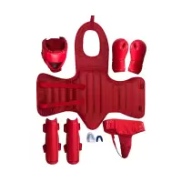 恒德升 散打护具5件套 模拟格斗对抗训练护具套装(红绿款) HDS-XT-032