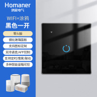 Homaner涂鸦智能触摸WiFi开关远程遥控免布线面板小度小爱天喵音箱86开关 黑色一开(零火版)