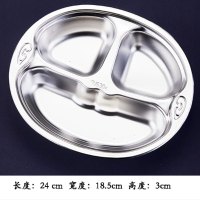 SPSR分餐盘成人食堂饭盘304不锈钢快餐盘学生分餐盘饭盒240*185*30mm