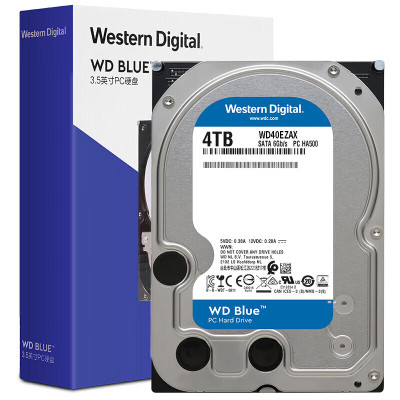 西部数据 机械硬盘 WD40EZAX,4TB 5400转 256MB SATA接口 蓝盘