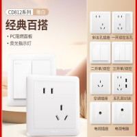(deli)开关插座面板16A空调插座10A五孔86型USB明装