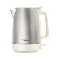 美的(Midea)家用办公泡茶快速电热水壶1.7升 大容量304不锈钢阻尼开盖工作指示灯 MK-SH17DG01
