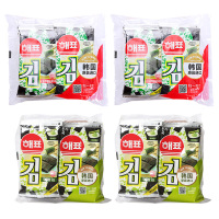 韩国海牌海飘海苔12g*4包即食紫菜片寿司包饭拌饭零食休闲食品(芥末味+原味)