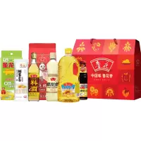 鲁花|醇香四季粮油礼C2(葵花仁油+麦芯小麦粉+白醋+蚝油+料酒+清香稻+鲜蛋面)