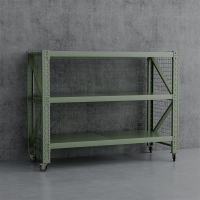 臻远 ZYJJ-HJ-076 可移动货架库房置物架带轮重型货架三层后背带网2000*800*1600mm/300kg