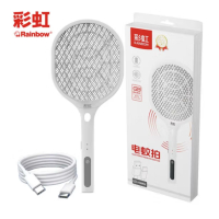 彩虹(RAINBOW)彩虹电蚊拍充电式家用超强力自动诱蚊子电网拍电苍蝇灭打蚊子神器 充一次用30天彩虹6100电蚊拍