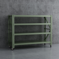 臻远 ZYJJ-HJ-084 可移动货架库房置物架带轮重型货架四层后背带网2000*800*1600mm/300kg