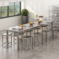 臻远ZY-BXG-324不锈钢餐桌椅学校公司食堂桌椅组合快餐桌椅 2.2米餐桌