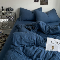 ins风纯色水洗棉床上四件套 卫全行 1.8m床单款四件套(被套200X230,床单235*250)cm 梵星蓝