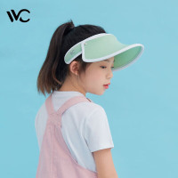 VVC儿童防晒帽夏季男女童太阳帽遮脸防紫外线大檐遮阳帽子 冰激凌版 日光橙