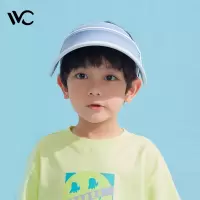 VVC儿童防晒帽夏季男女童太阳帽遮脸防紫外线大檐遮阳帽子 冰激凌版 日光橙