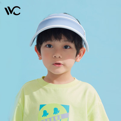 VVC儿童防晒帽夏季男女童太阳帽遮脸防紫外线大檐遮阳帽子 冰激凌版 日光橙